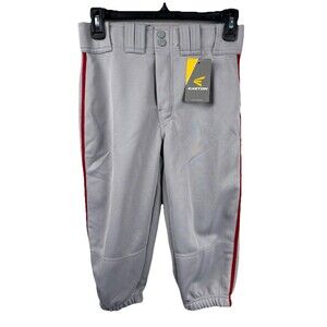 NWT Easton Youth YXL Boy's Gray Red Stripe Piped Pro+ Knicker Baseball Pants